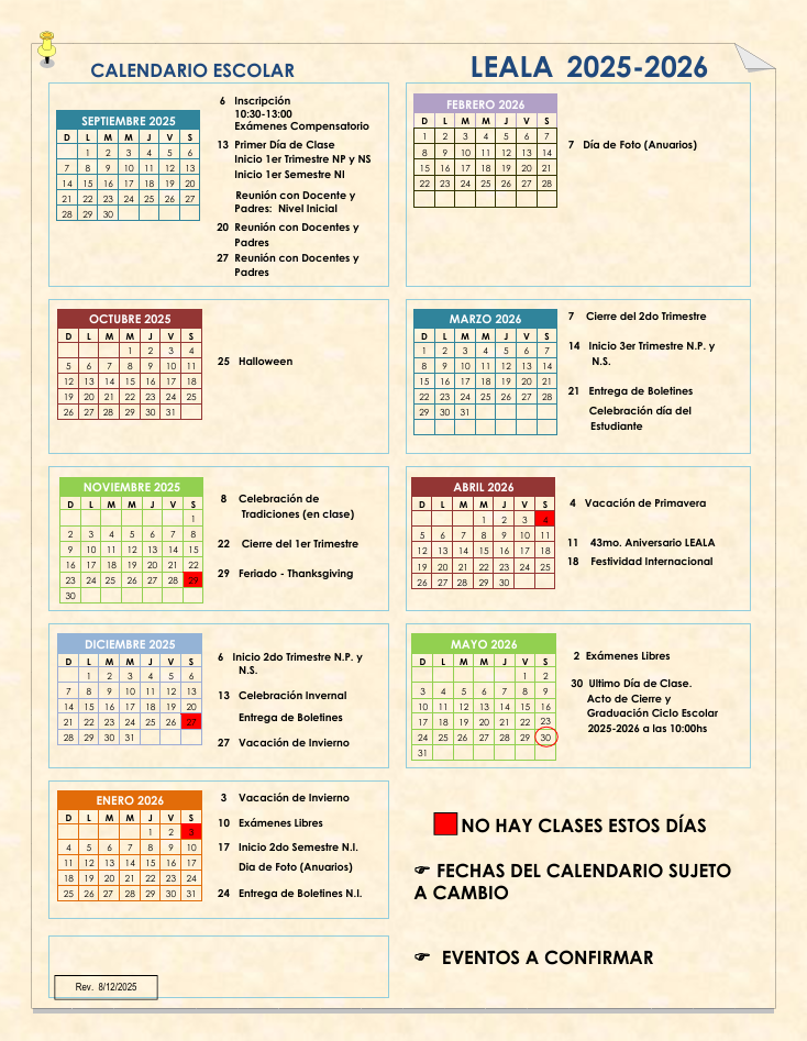 2024-2025 Calendario Escolar