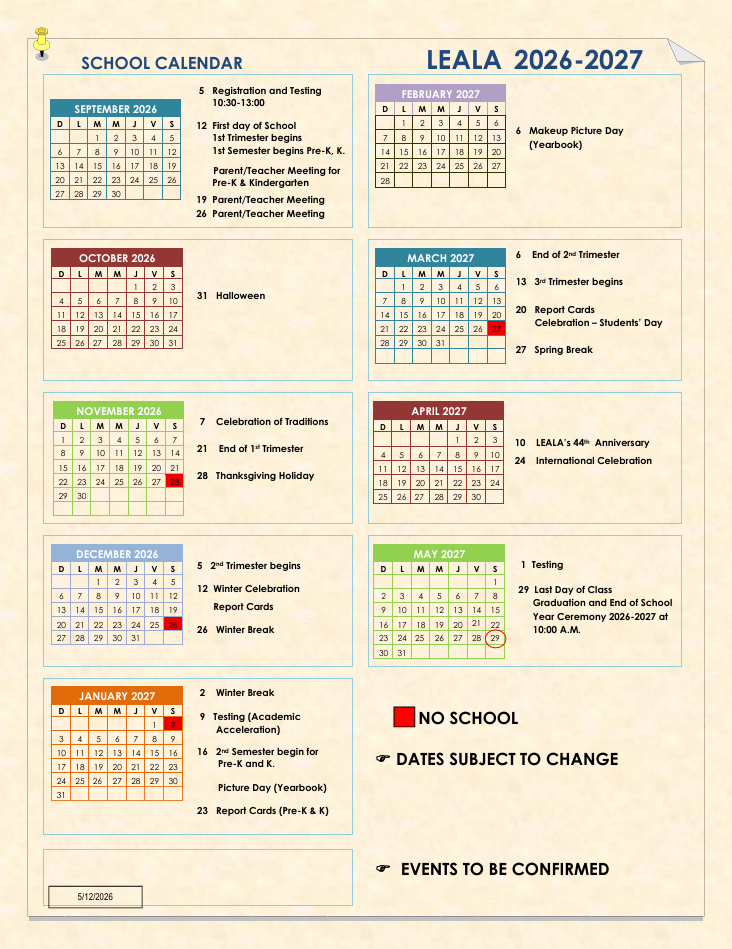 2024-2025 School Calendar